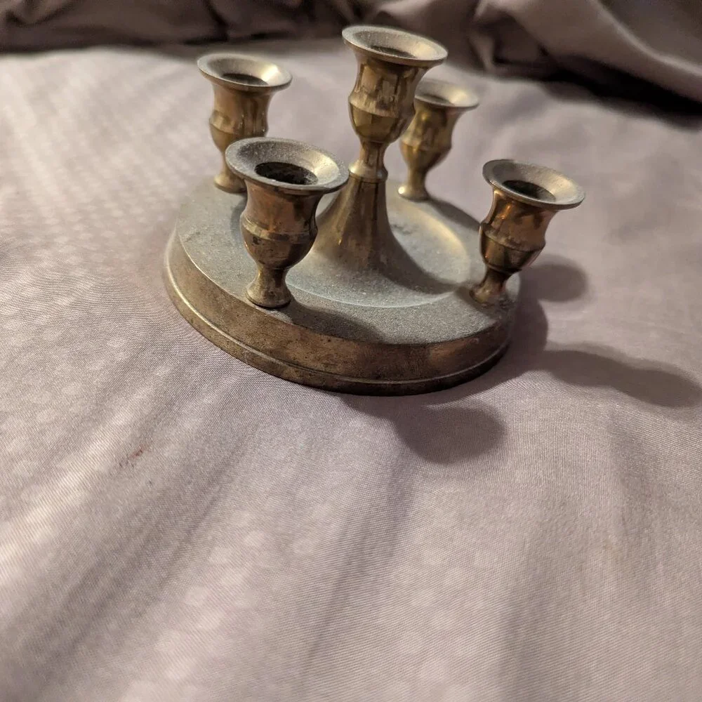 Silver Metal 5-Arm Candle Holder